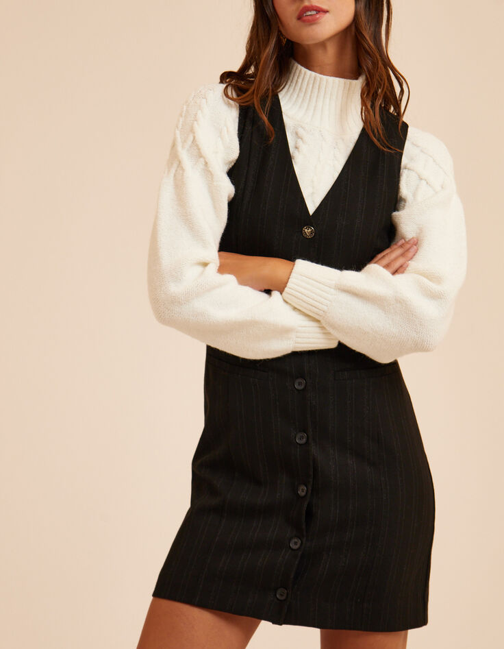 Robe-gilet noire motif rayures I.Code-3