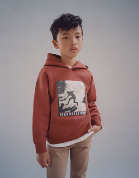 Sudadera rojo oscuro jaspeado skater niño