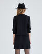 Vestido negro raso reciclado cintura cordón ajuste mujer-4