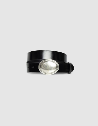 Cinturón negro cuero brillante hebilla mujer - IKKS