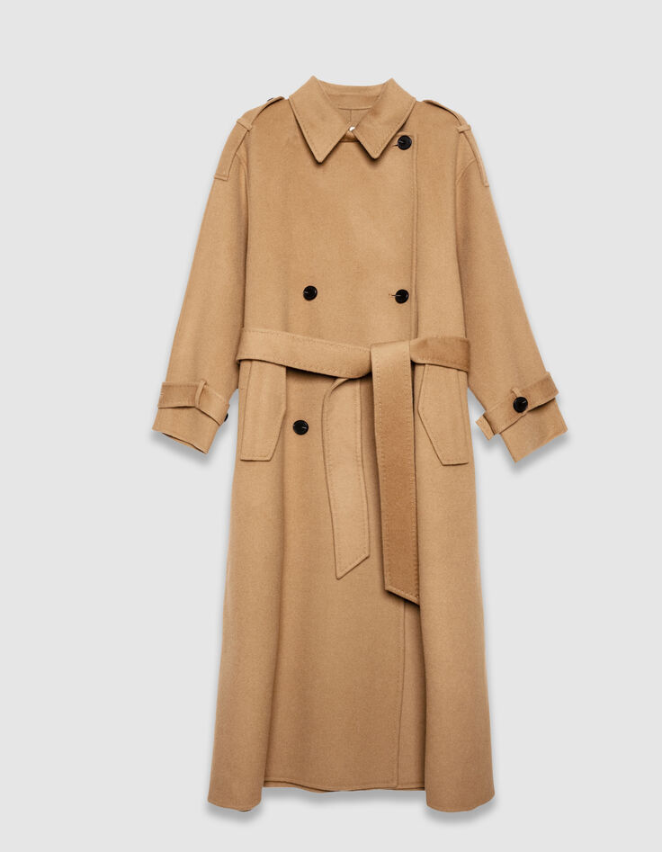Manteau long camel lainage esprit trench Femme-6