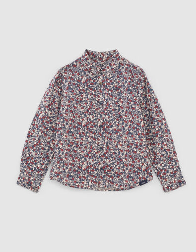 Navy overhemd rock bloemenprint jongens  - IKKS