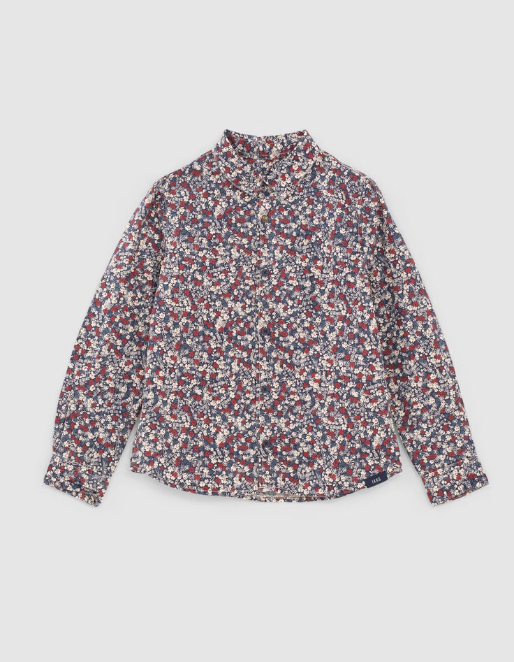 Navy overhemd rock bloemenprint jongens -1