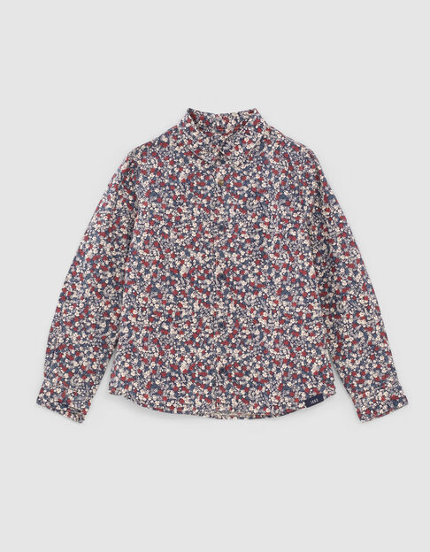 Boys’ navy rock flower print shirt