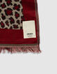 Rode sjaal jacquard luipaardmotief Dames-3