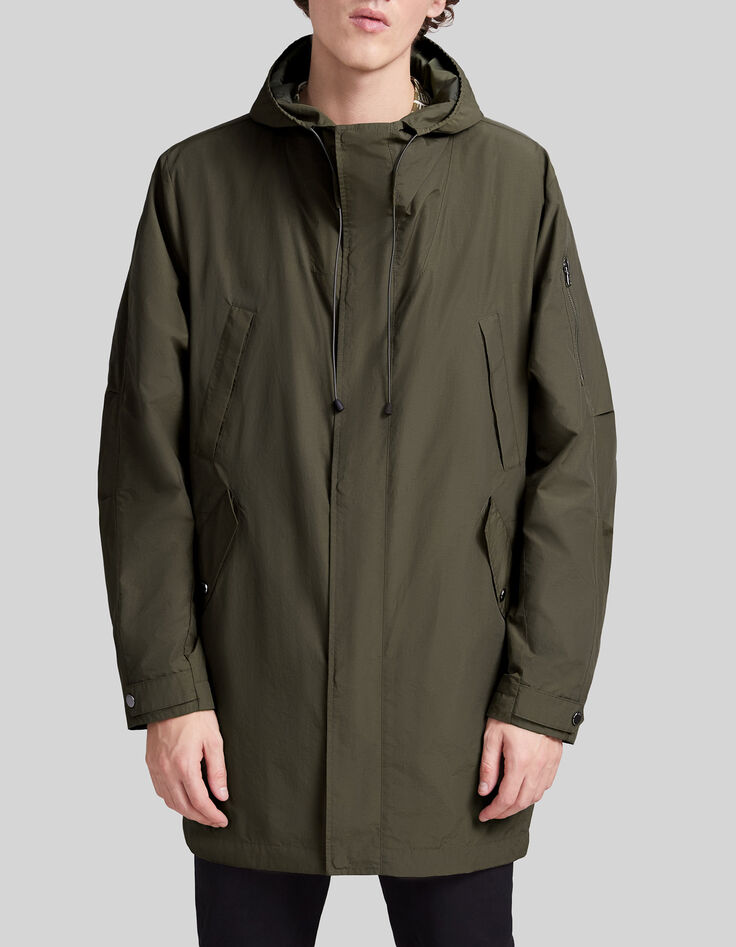 Parka kaki nylon fa&ccedil;on parachute Homme-3