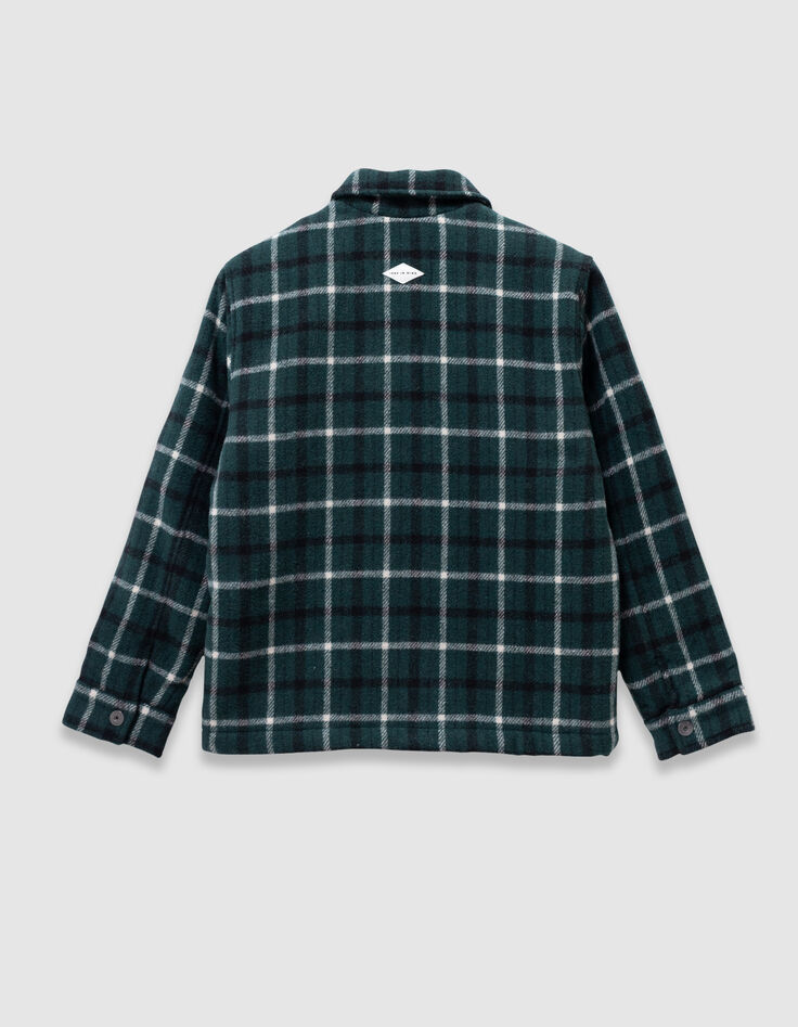 Blouson surchemise à carreaux vert fourré garçon-3