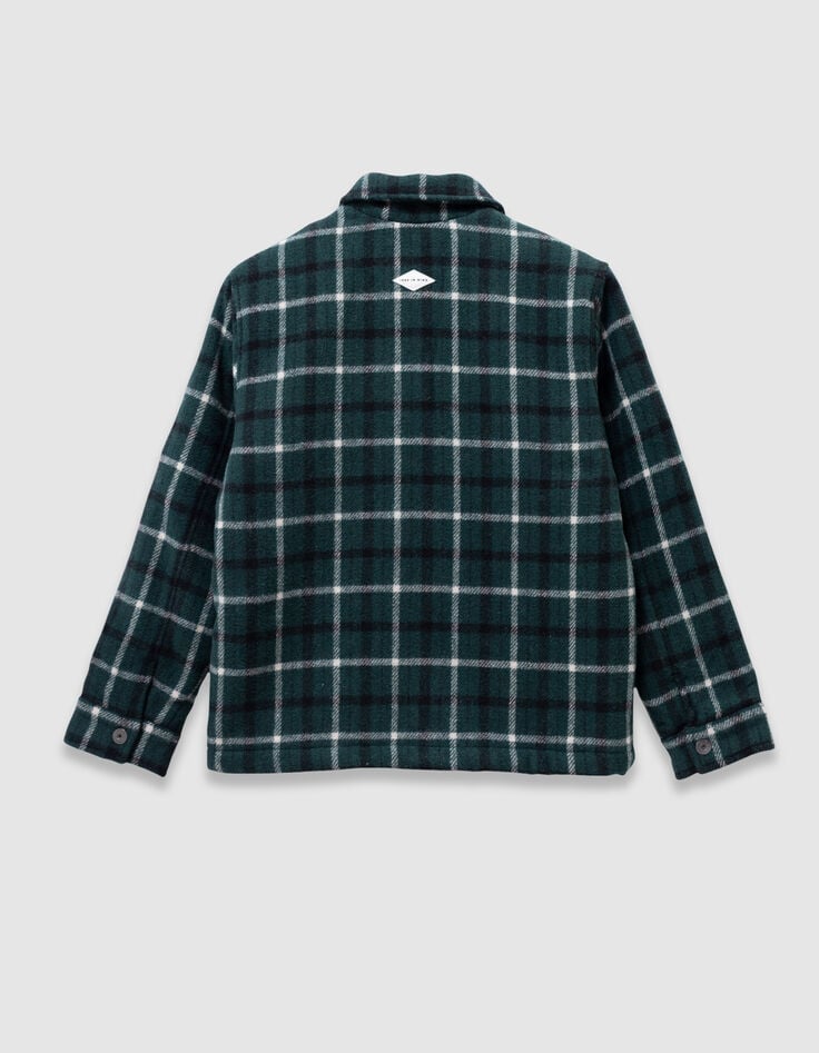 Blouson surchemise à carreaux vert fourré garçon-3 Blouson surchemise à carreaux vert fourré garçon-3