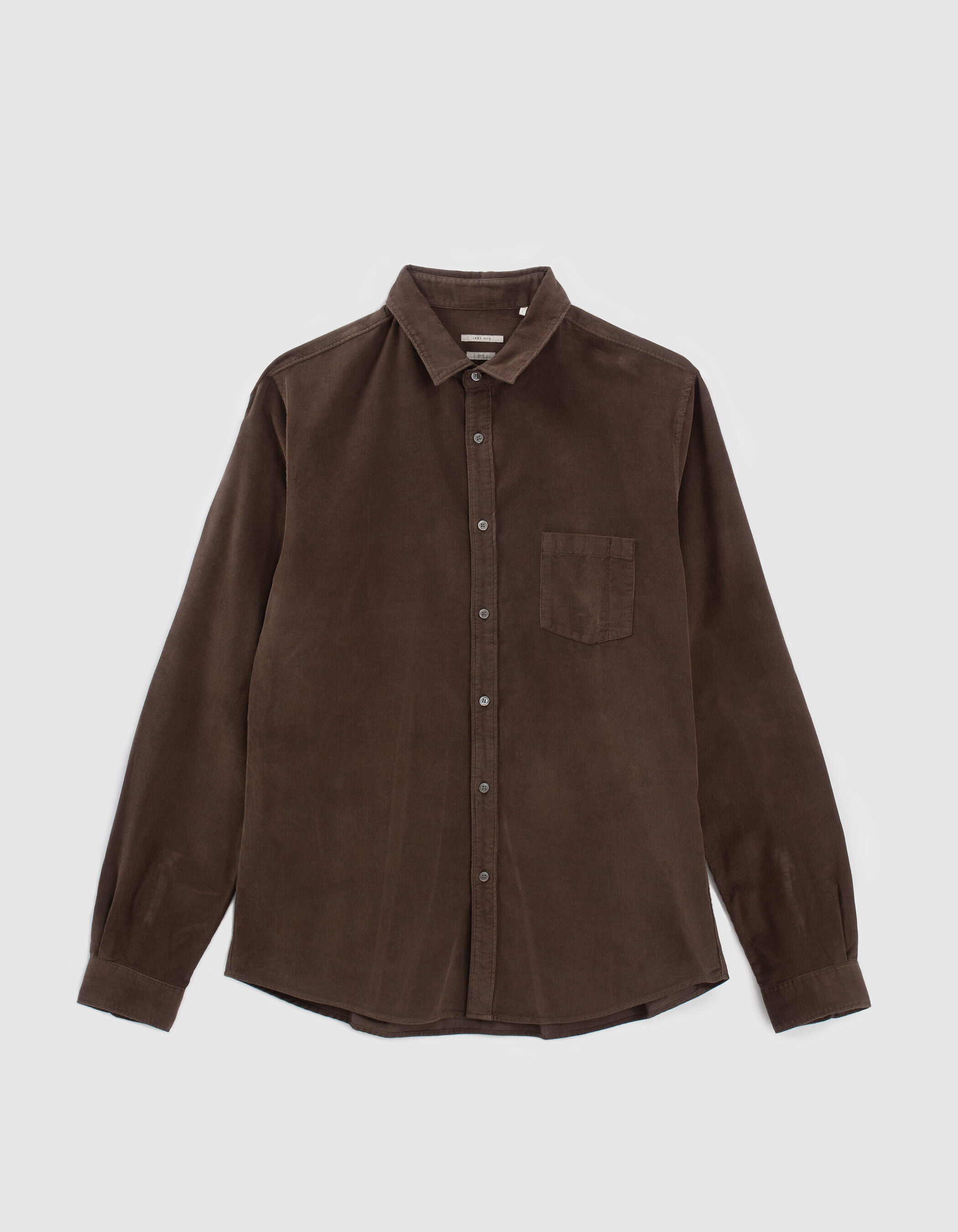 Camisa REGULAR chocolate oscuro pana fina Hombre