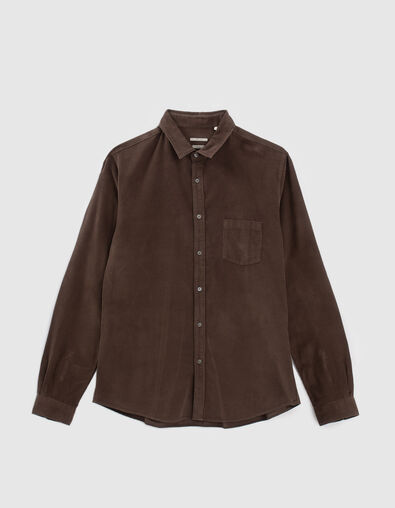 Chemise regular dark choco en velours milleraies homme - IKKS