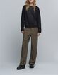 Women's black openwork knit sweater-2