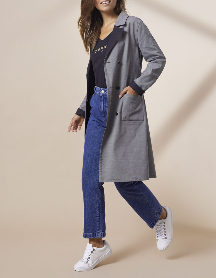 Trench reversible negro motivo pata de gallo I.Code-5