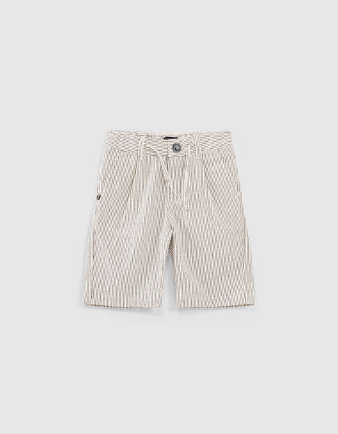 Boys’ ivory fine striped Bermudas - IKKS