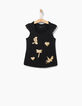 Girls’ black vest top, camel sequins-2