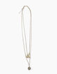 Women’s antique gold skeleton medallion stranded necklace-2