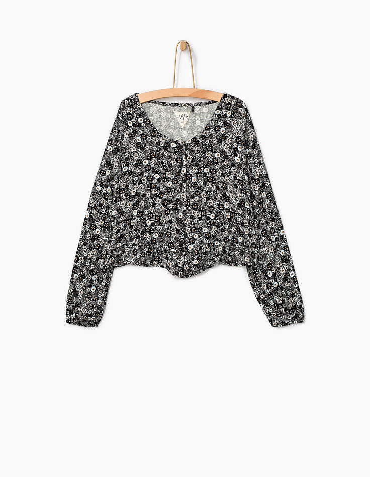 Girls' floral and polka dot blouse-2