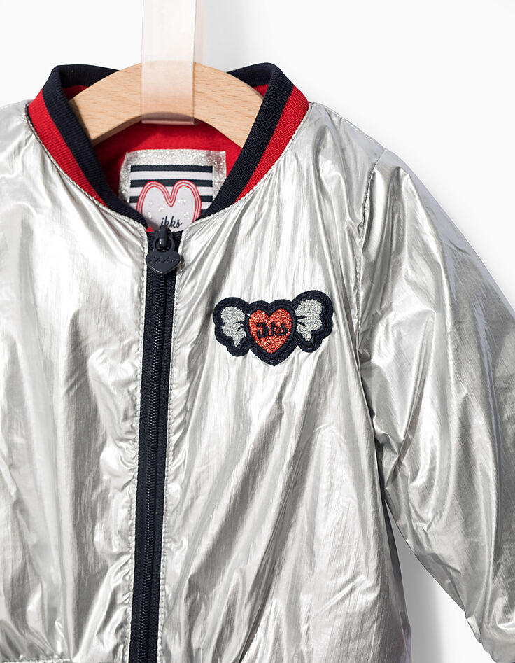 Blouson teddy argent, doublé polaire bébé fille-2