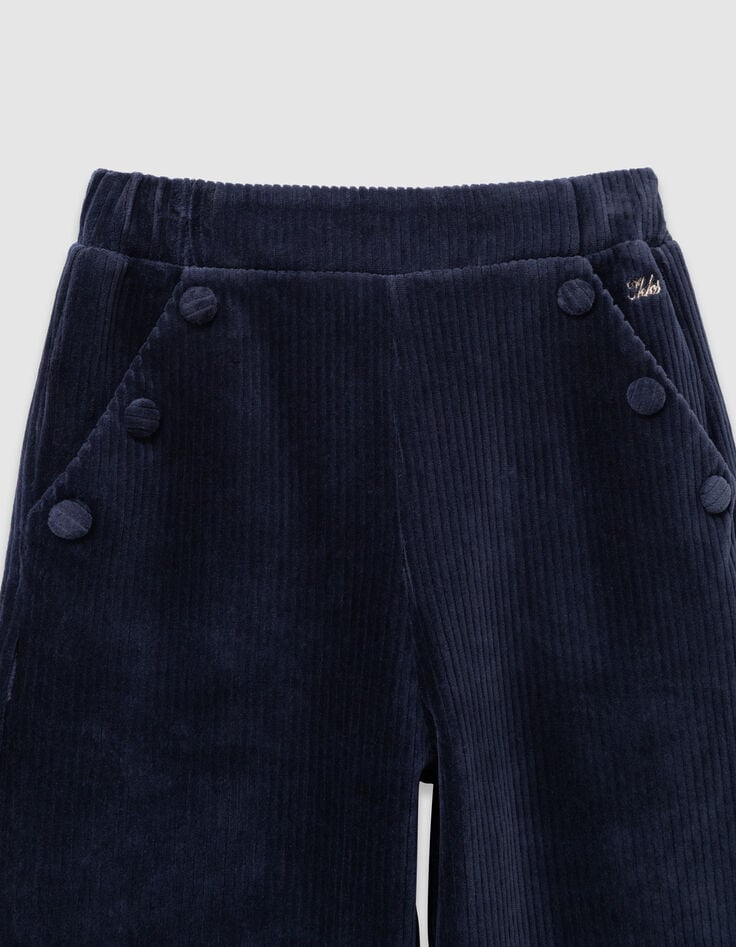 Pantalon de jogging bleue maille velours côtelé fille-5 Pantalon de jogging bleue maille velours côtelé fille-5