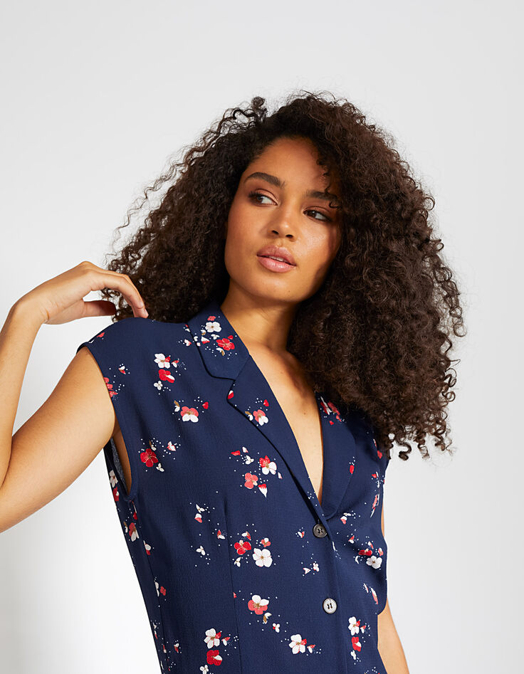 Mono corto azul marino estampado Floral Preppy I.Code -4