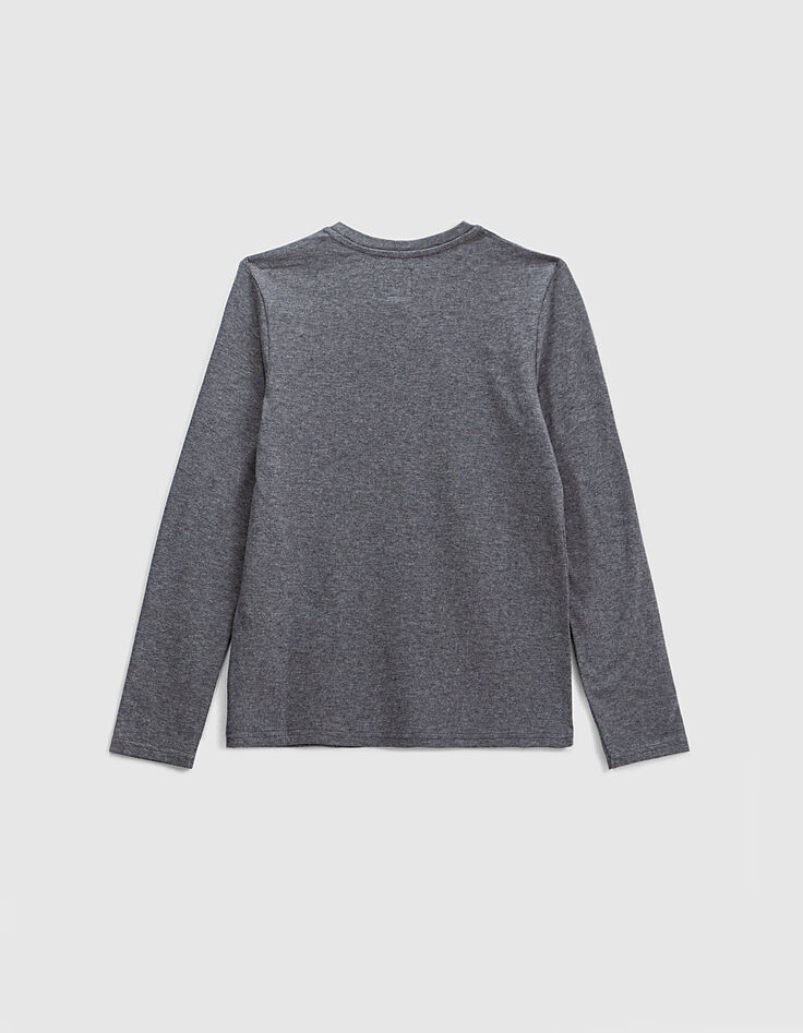 Tee-shirt gris chin&eacute; anthracite &agrave; drapeau gar&ccedil;on -4