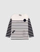 T-shirt in ecru met contrasterende mouwen voor jongens-1