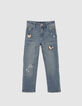 Blaue STRAIGHT-M&auml;dchenjeans mit Patches-1
