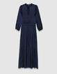 Women’s navy flowing dress with pleated ruffles-6