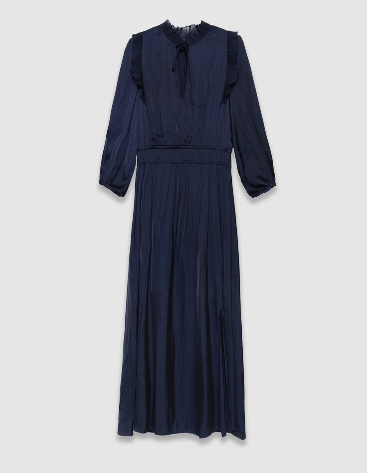 Women’s navy flowing dress with pleated ruffles-6 Women’s navy flowing dress with pleated ruffles-6