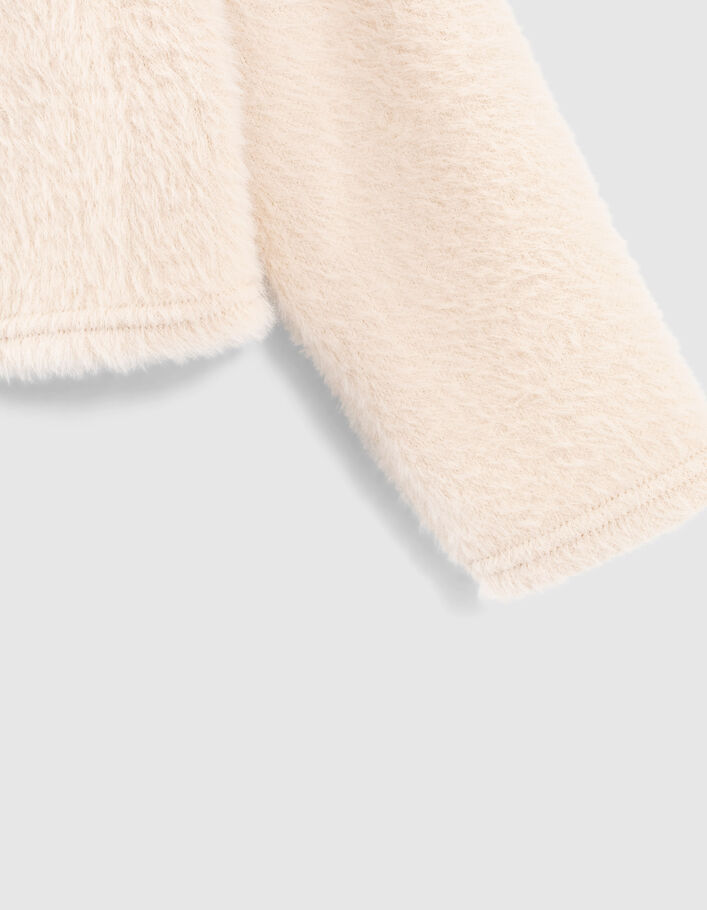 Girls’ ecru fluffy knit sweatshirt-4