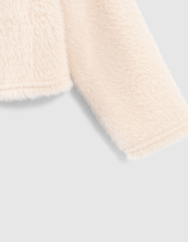 Cremewei&szlig;es M&auml;dchen-Sweatshirt aus Flauschstrick-4
