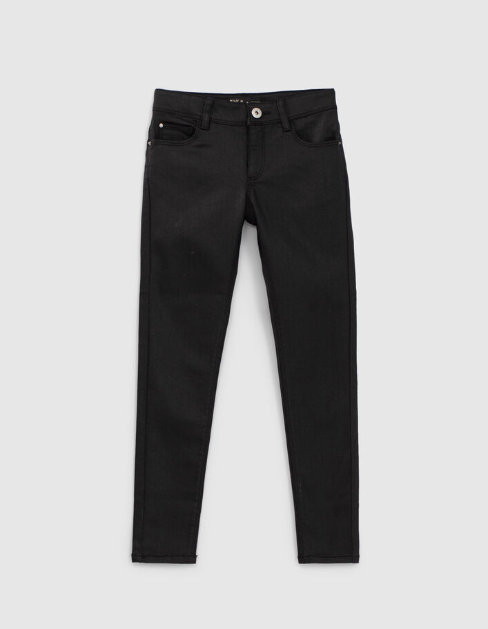 Girls’ black coated skinny jeans - IKKS