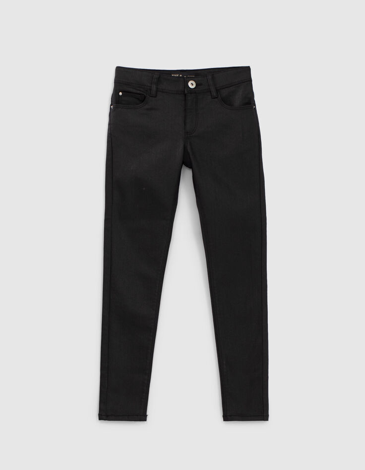 Zwarte gecoate skinny jeans meisjes-1