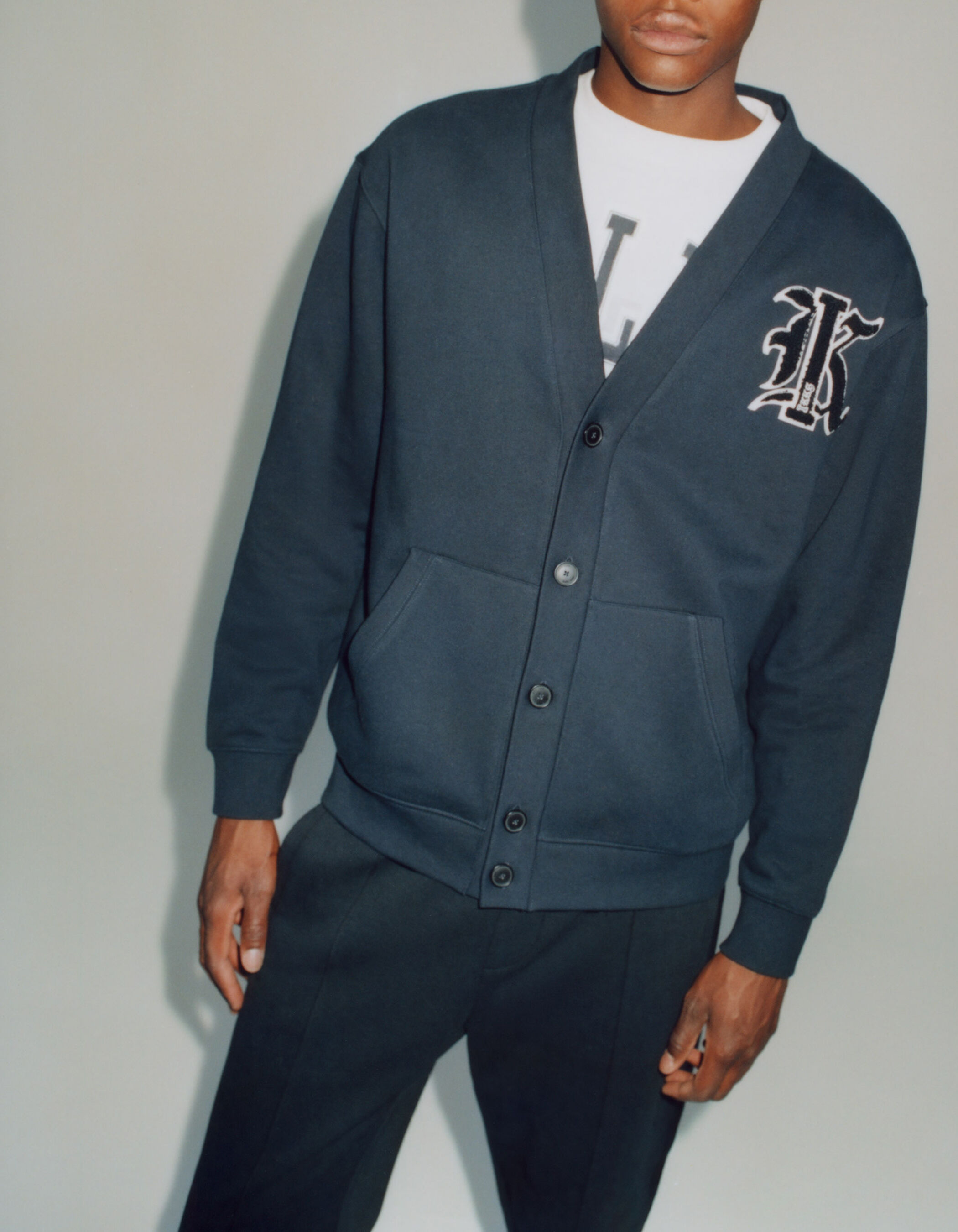 Navy sweatshirt cardigan discount