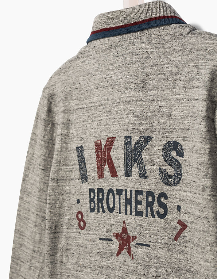Polo gris à col chemise, imprimé dos garçon - IKKS