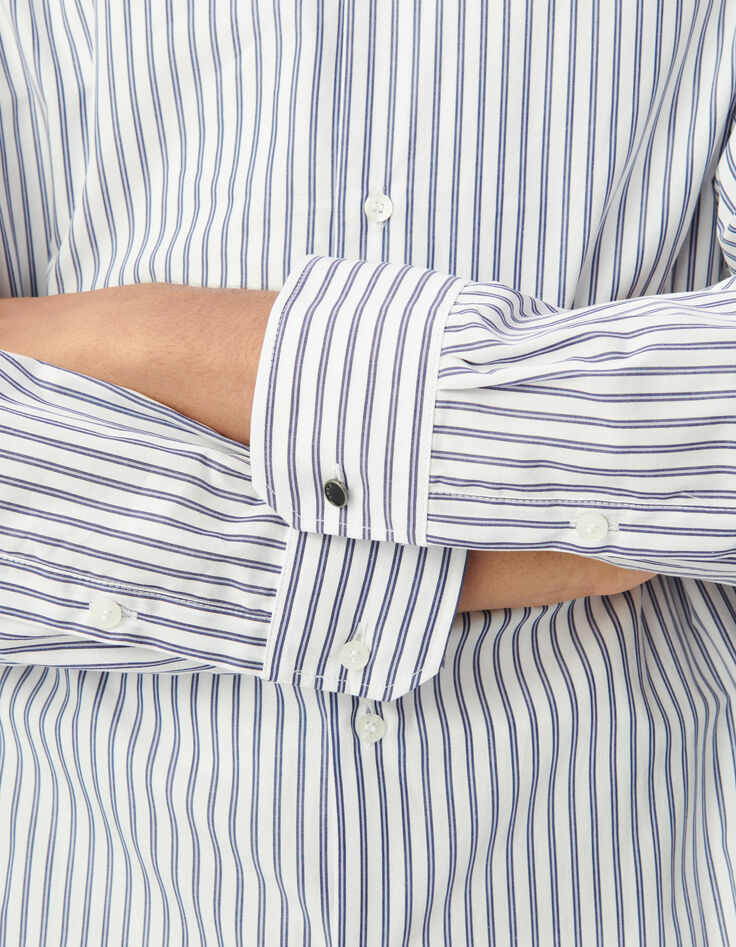Chemise REGULAR bleu ray&eacute;e 100% coton Homme-8