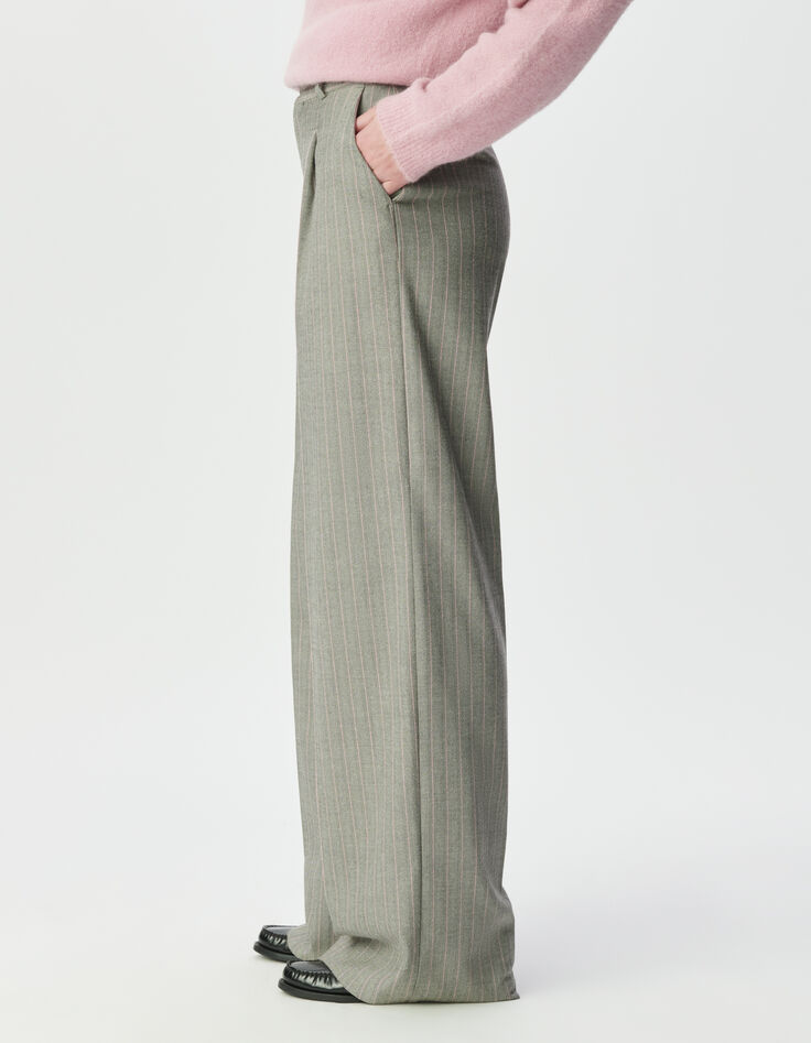 Women&rsquo;s grey suit trousers with pink stripes-3