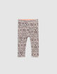 Leggings réversible ethnique graphique et vert bébé fille-3