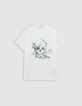 Tee-shirt col rond blanc visuel tête de mort-5