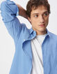 Men's EASY CARE slim blue striped shirt-4