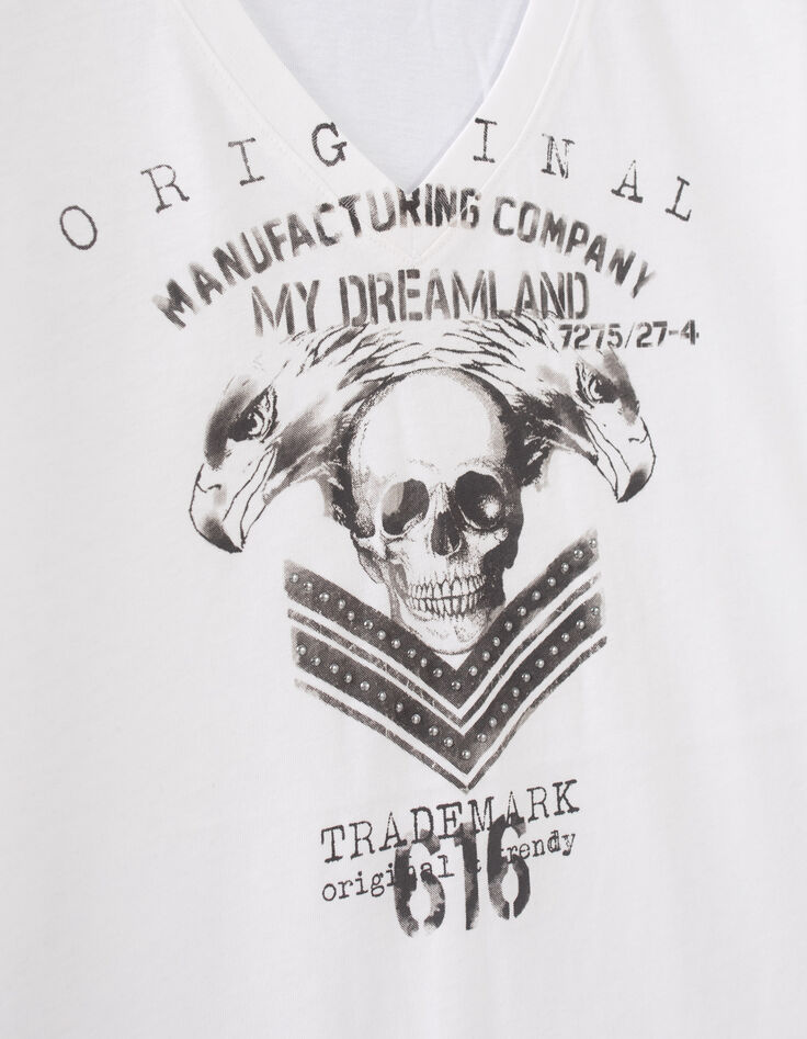 Gebroken wit T-shirt opdruk doodshoofd Dames-6