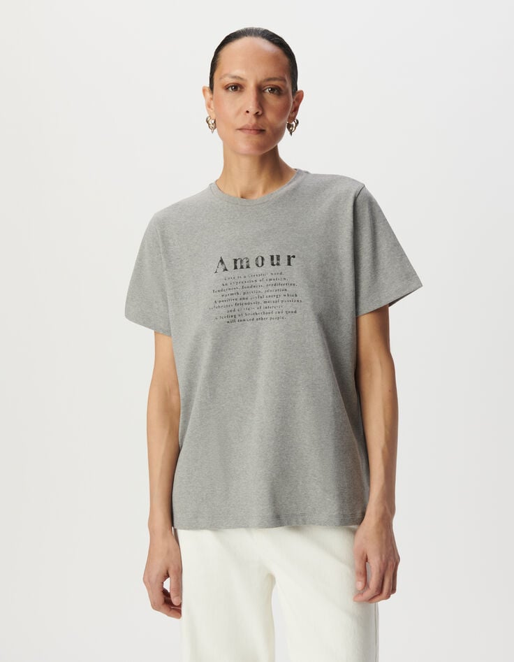 Grey short-sleeved T-shirt with slogan-2 Grey short-sleeved T-shirt with slogan-2