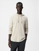 Men's beige relief mesh hooded T-shirt-1