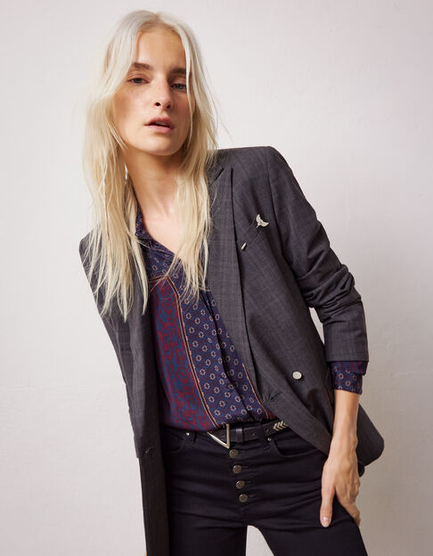  Women’s grey check jacket with flap pockets