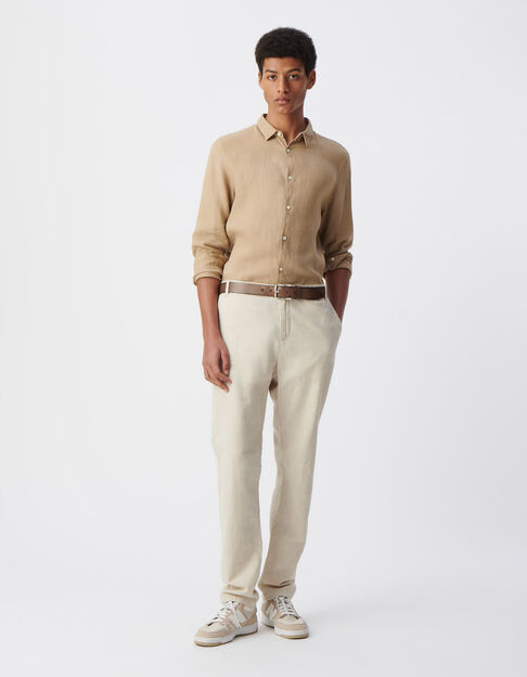 Herrenchinohose, beige, Baumwolle und Leinen - IKKS