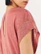 Damen-T-Shirt, Foil-Leinen, kurze Ärmel, hinten geschlitzt-5