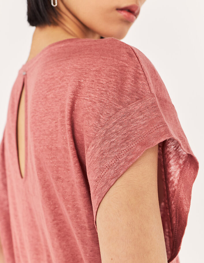 Tee-shirt en lin foil manches courtes fente dos femme - IKKS