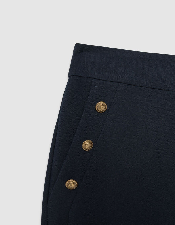 Women’s navy flannel cargo trousers-4