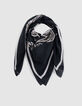 Foulard carré noir visuel maxi tête de mort Femme-1