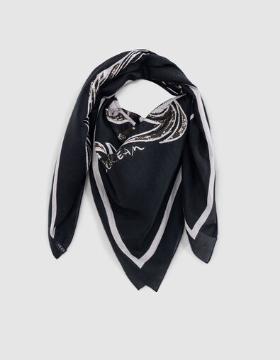 Foulard carré noir visuel maxi tête de mort Femme - IKKS