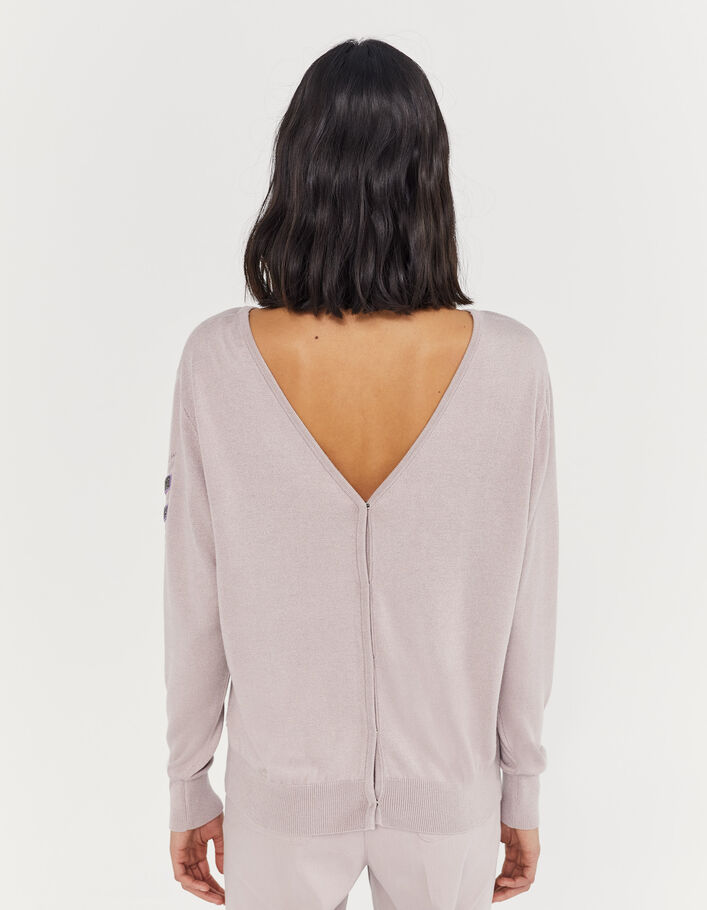 Lila trui siervisgraat mouw open rug dames-3